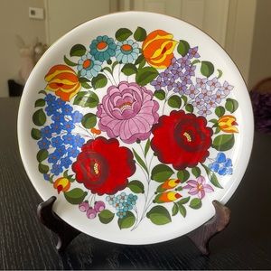 Kalocsa Hungary Hand Painted Porcelain Decorated Wall Plate From 1960'S